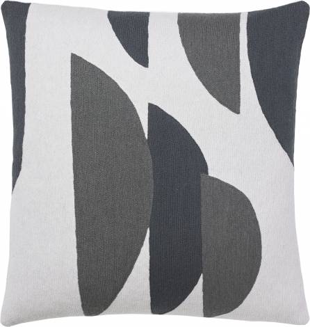 Judy Ross Textiles Hand-Embroidered Chain Stitch Slice Throw Pillow cream/dark grey/charcoal
